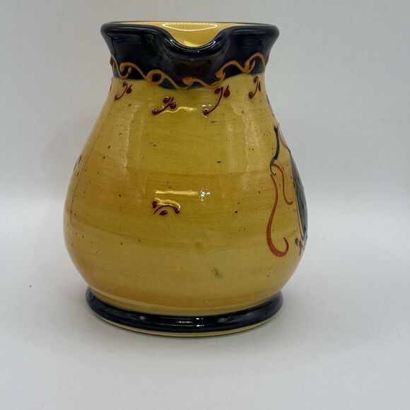 Hand Painted Ceramic Creamer Lady Dancing Raised Painted Accents 4 1/4” Tall - Picture 4 of 8